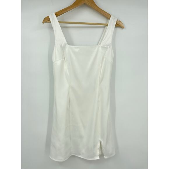 MORE TO COME | NWT Abigail Mini Dress in White Satin Square Neck Bachelorette S - Picture 3 of 9